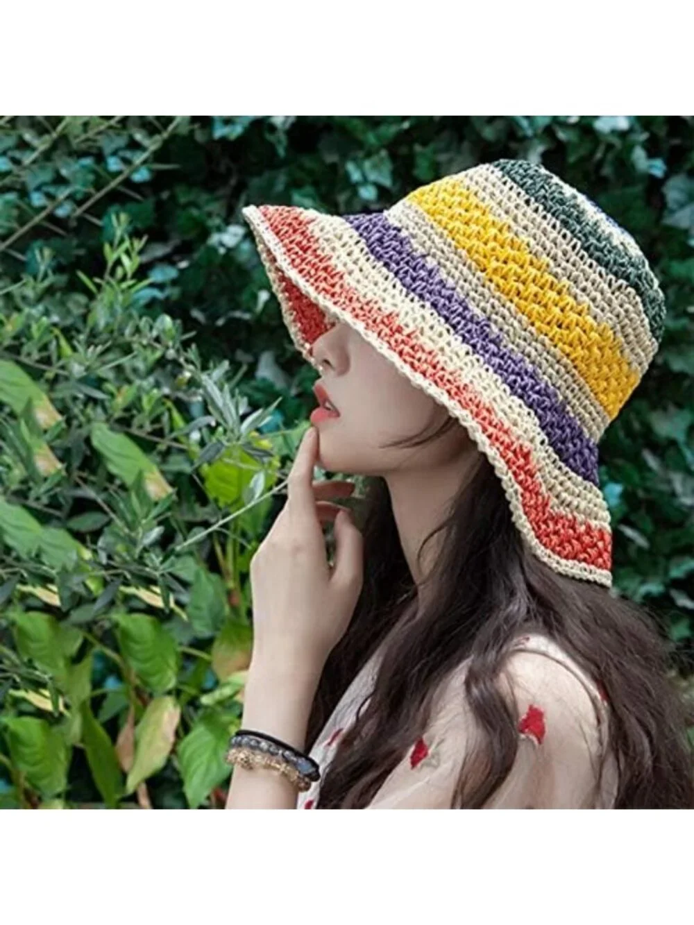Wide Brim Straw Sun Hat for Women - Foldable Beach Hat with UV Protection
